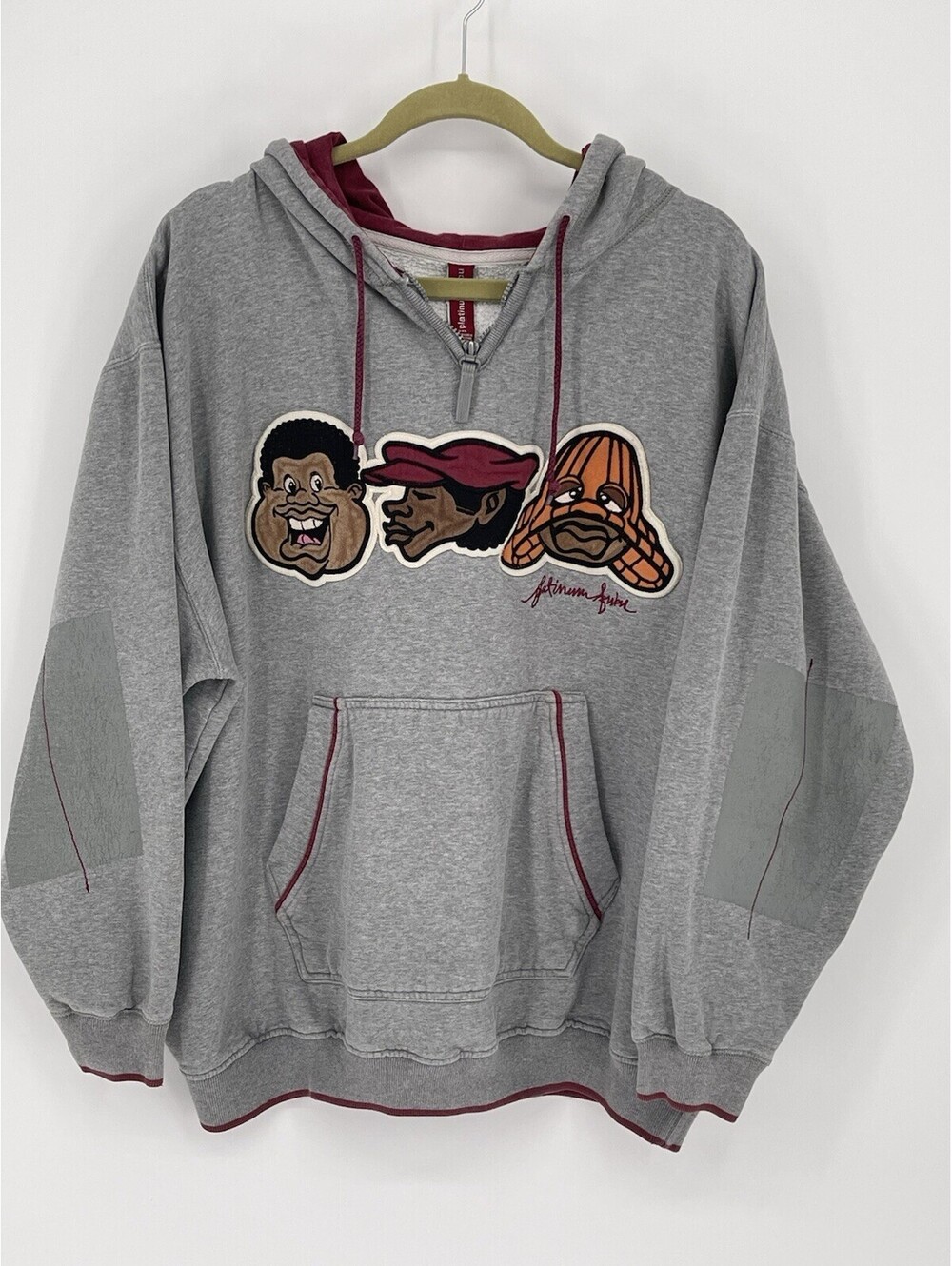 Vintage Platinum FUBU Fat Albert Hoodie XXL Y2K Hip Hop Embroidered Gray